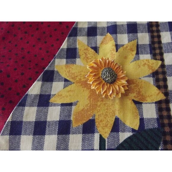 Retro Vest Womens Medium handmade Sunflower plaid Patchwork Country Primitive - Picture 7 of 9